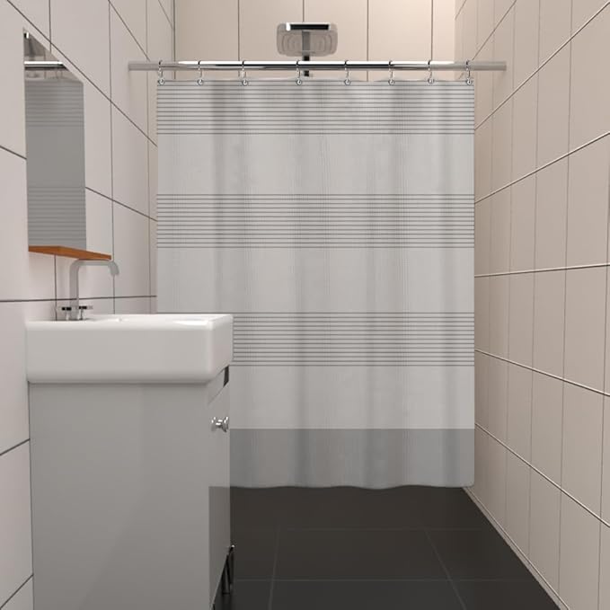 ggaimwf 36x71 Inch Striped White Grey Waffle Shower Curtain Plaid Texture Nautical Stall Bath Curtain Rustic Farmhouse Boho Neutral Bathtub Curtain for Kids Bathroom Decor Waterproof with Hooks
