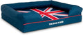 The Dog's Bed Replacement Outer Cover ONLY (NO Bed, NO Waterproof Inner) for The Dog's Bed, Washable Oxford Fabric, Large (Blue with Red Piping UK Flag Embroidery & Centre Flag) Veterinary Approved