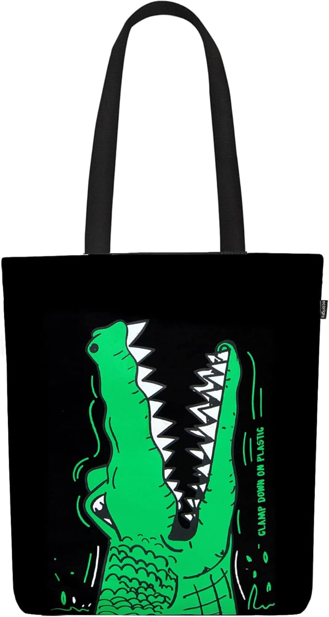 Ecoright Tote Bag for Women with Zipper, Small Tote Bag, Canvas Bag, Reusable Cotton Bag for Beach, Grocery, School & Work