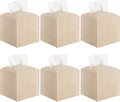 6-Pack Square Tissue Box Cover Holder, Beige PU Leather Decorative Covers for Living Room, Bathroom, Office & Car