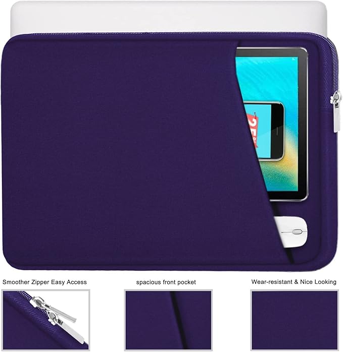 Laptop Sleeve 14 inch, Durable Carrying Bag Shockproof Protective Case Cover, Handbags Briefcase Laptop Bag Compatible with 14" MacBook Air/Pro HP Asus Lenovo Notebook Computer, Purple