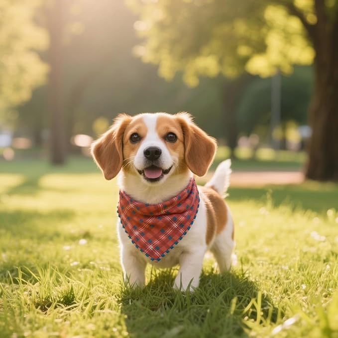 Pemilosci Double Layers Two Tones Dog Cotton Square Bandana Bibs Scarf Kerchief for Small Medium Dogs Boy or Girl - DCB03 O&B