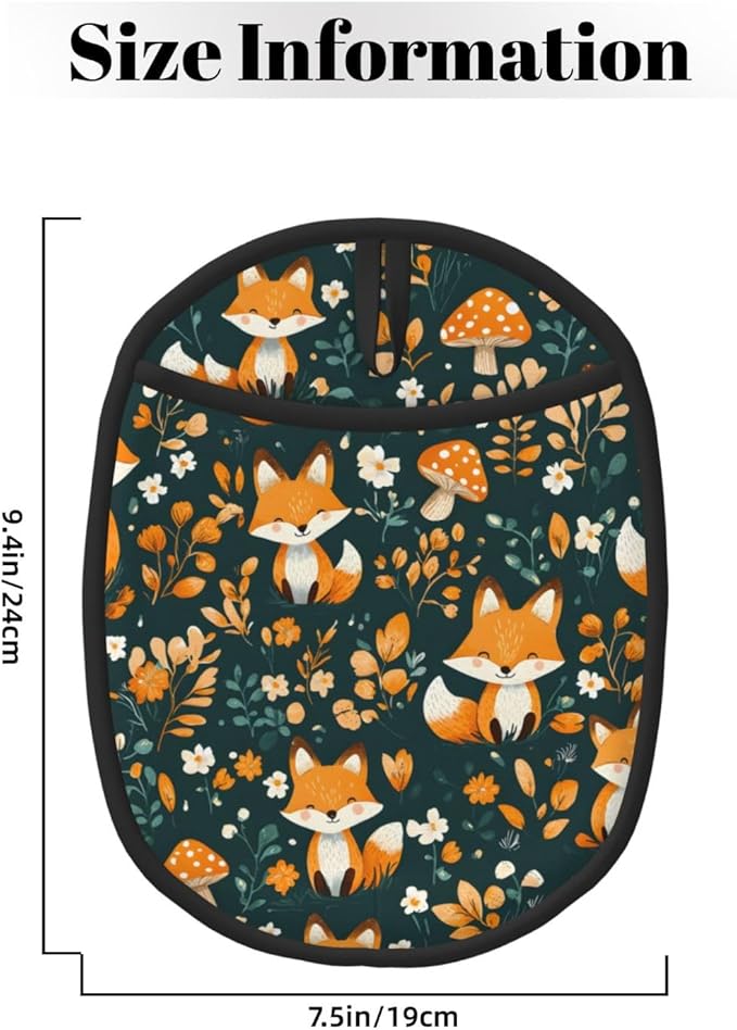 Pot Holders 2 Pack Silicone, Cotton Lining, Heat Resistant to 500°F (260°C), Non-Slip Grip, 7.5"x9.4" Oval Kitchen Hot Pads for Oven, Cooking (Fox, Potholders)