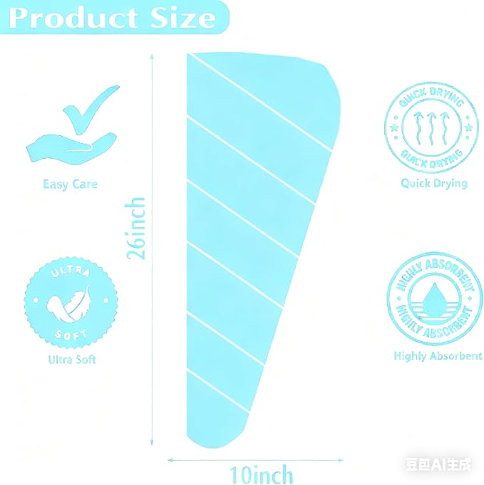 YHPDYL 3 Pack Microfiber Hair Towel Wrap for Women, Fast Drying Hair Turban with Button, Anti-Frizz Large Hair Towel for All Hair Styles, Soft & Absorbent Hair Drying Towel