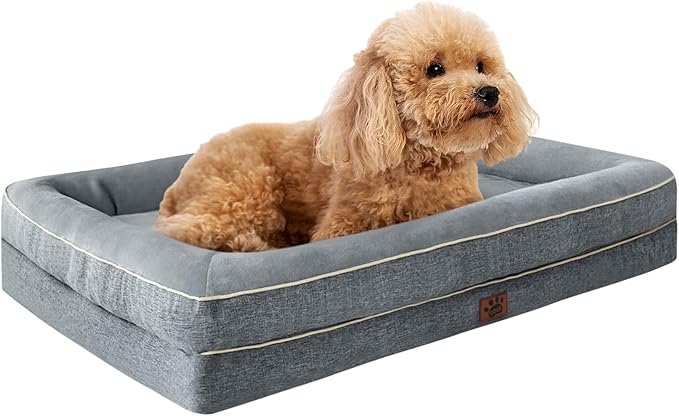 TaiBest Waterproof Memory Foam Dog Beds for Small Dogs Non-Slip Orthopedic Dog Beds Washable Couch Pet Bed with Removable Cover (Grey, Small)