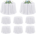 sancua 120 Inch Round Tablecloth White, 8 Pack - Circle Polyester Fabric Table Cloth for Wedding Party Reception Banquet Birthday, Washable Formal Table Cover (Fit 48-96 Inch Tables)