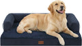 Casa Paw Orthopedic Dog Beds for Large Sized Dogs, Waterproof Egg Crate Foam Large Dog Couch Beds with Comfy Bolster 36x27Inch, Washable Pet Beds with Removable Cover and Nonskid Bottom, Navy Blue