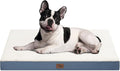 Tail Stories Plush Orthopedic Dog Bed for Medium Dogs & Puppies, Waterproof Dog Beds 30x20 Inch with Removable Washable Cover, Egg Crate Foam Flat Pet Mat, Blue White