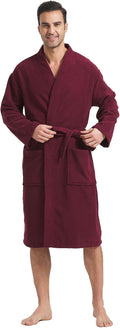 FashGudim Terry Cloth Robes for Men Big and Tall Short Mens Kimono Robe Super Absorbent Spa Bathrobe Calf Length With Pockets