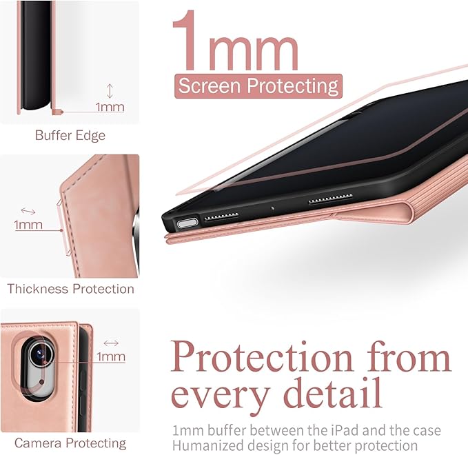 Antbox Case for iPad Air 11-inch M3 (2025) / M2 (2024), iPad Air 5th/4th Generation 10.9'' Vegan Leather with Pencil Holder Typing Angle Auto Sleep/Wake Muti-Stand