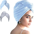 AGKXHDEC 2 Packs Single Layer Microfiber Hair Turbans - Drying Wrap for Women (Blue,Gray)