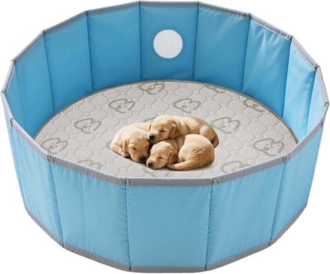 FXW Washable Pee Pads for Dogs, Leak-Proof & Non-Slip, Specifically Designed for Whelping Box, 39" Round, Khaki, 2 Packs
