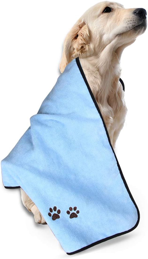 Wipela Pet Dog Cat Microfiber Drying Towel Ultra Absorbent Great for Bathing and Grooming (2-Pack)