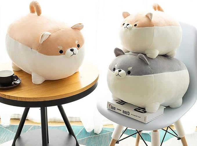 sofipal Shiba Inu Dog Plush Pillow,Cute Corgi Stuffed Animal Toy Doll Gifts for Valentine,Christmas (Gray, 19.6 inch)