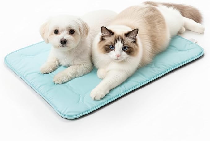 DORMORA Cooling Pet Mat – 41x28.5 Dog or Cat Cool & Comfy, Soft Breathable Self-Cooling Pad, Pet-Safe, Durable, Perfect for Hot Weather, Naps, Crates, Cars, Couch, Washable, Take Anywhere, Blue
