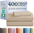 400 Thread Count Cotton Sheet Set - Twin Size 100% Cotton Sheets - Easily Fits 8" to 16" Mattress - Silky-Soft, Wrinkle Free, Breathable and Comfy - Deep Pockets & Hotel Quality Bedding Set - Cream