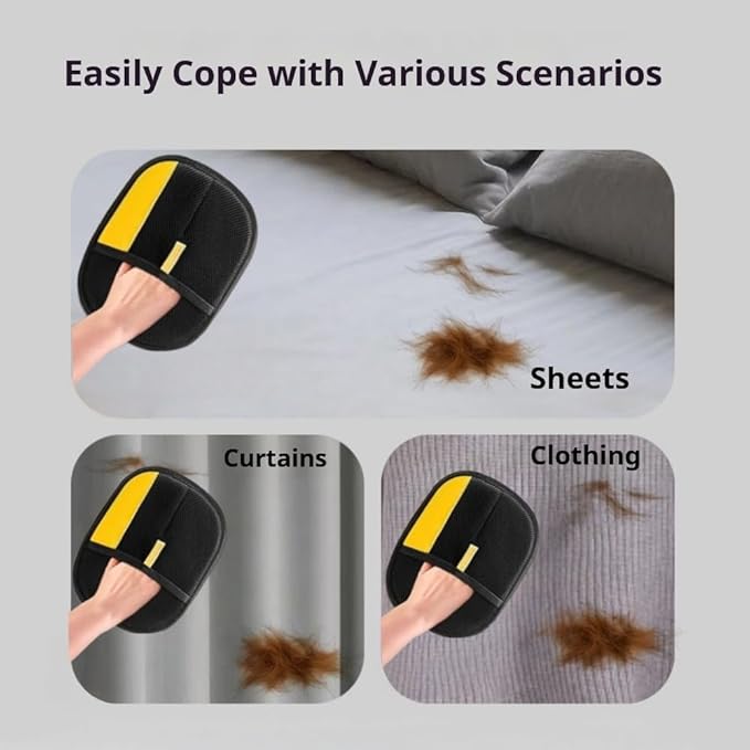Sibkuy 2026 Thickened Electrostatic Pet Hair Removal Gloves for Dogs & Cats，Reusable & Washable Cat Hair Removal Glove, Pet Hair Remover Tool for Furniture Clothing, Couch, Carpet, Car Seat, Bed