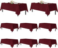 sancua Tablecloths for 8 Foot Rectangle Tables, 8 Pack - Washable Polyester Fabric Table Cloth for Chirstmas Party, Birthday, Banquet Reception, 60x120 Inch Burgundy