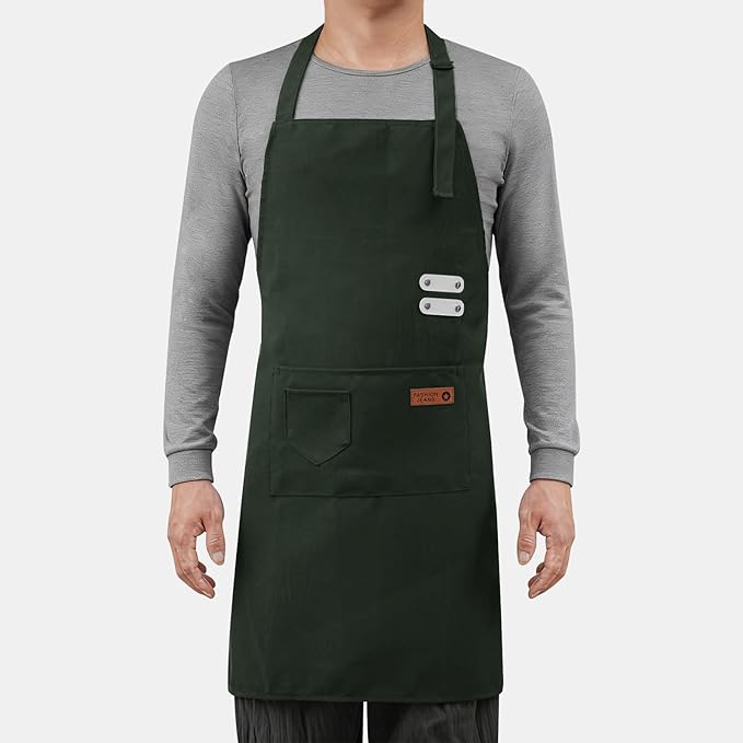 Vinchef New Soft Canvas Apron, Adjustable Neck Strap, Large Pocket, Unisex Kitchen Apron, Cooking Aprons for Women and Men