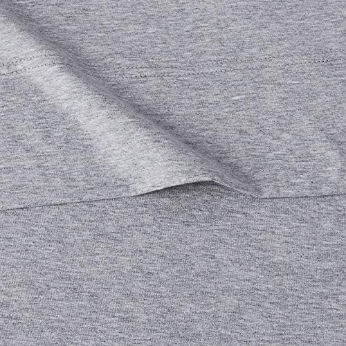 Amazon Basics 3 Piece Bed Sheets Set, 100% Cotton Jersey, Includes Super Soft, Flat and Fitted Sheets, Pillowcase, Twin, Light Gray, Solid