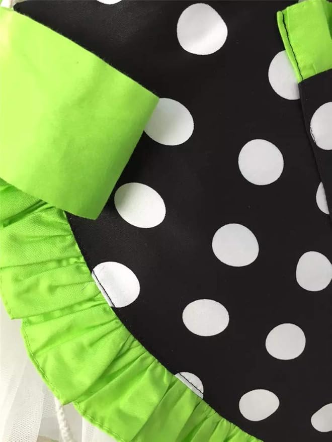 Hyzrz Cute Apron Retro Black Polka Dot Retro Ruffle Side Vintage Cooking Aprons with Pockets for Women Girls (Side Green)
