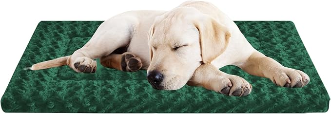 WITTOP Washable Dog Bed Plush Orthopedic Outdoor Crate Mat with Non-Slip Bottom,Luxe Soft Kennel Pad for Pets,Cozy Cage Cushion & Pet Sleeping Mattress Large Sized,Medium,Small Dogs,30 x 20 inch,Green