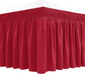 Biscaynebay Wrap Around Bed Skirts for Full & Full XL Beds 15" Drop, Red Adjustable Elastic Dust Ruffles Easy Fit Wrinkle & Fade Resistant Silky Luxurious Fabric Machine Washable