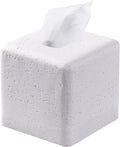 White Sandstone Tissue Box Cover Square for Home Decor,Resin Heavy Tissue Box Holder for Bathroom Countertop,Tabletop,Bedside Table,Office (Handmade of Resin)