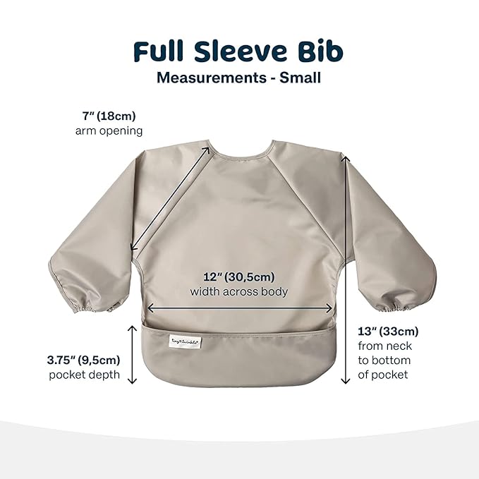 Tiny Twinkle Long Sleeve Bib for Babies & Toddlers | 2-Pack Waterproof Smock Bib for Eating | Machine Washable & Mess-Proof Feeding Essentials | Newborn Shower Gift (Grey Indigo,2-4Y)