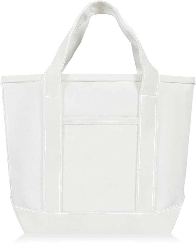 DALIX 14" Mini Small Cotton Canvas Party Favor Wedding Gift Tote Bag in White