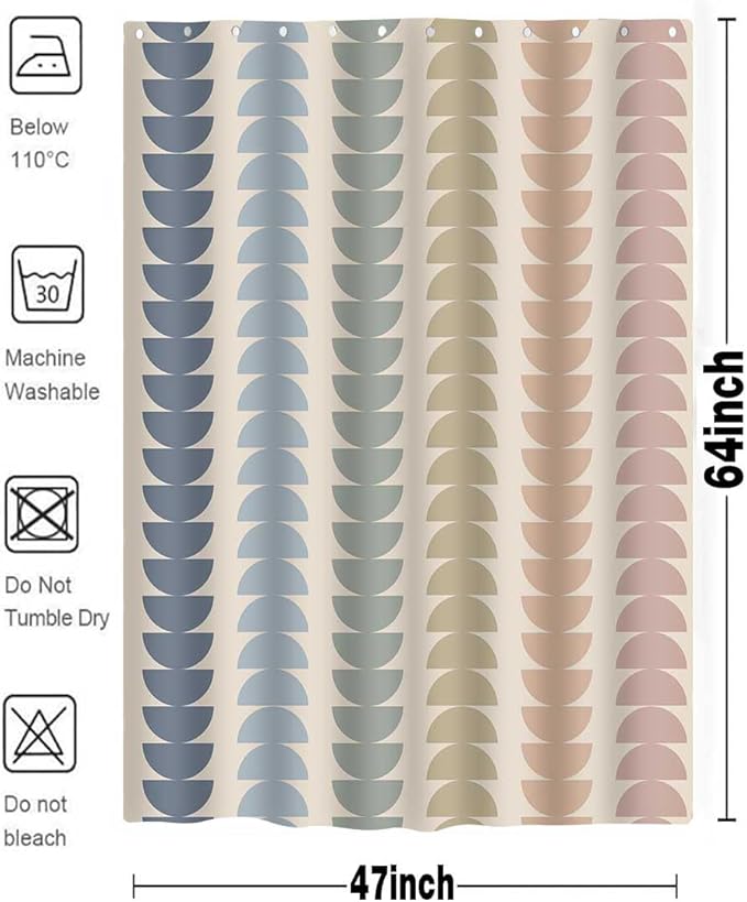 MCCKTIU Vintage Rainbow Boho Shower Curtain for Bathroom Neutral Mid-Century Modern Art Bath Curtain Rainbow Semicircular Shower Curtains for Bathroom Machine Washable Shower Curtain 47x64 inch