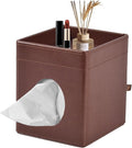 XNONE Tissue Box Cover Square Tissue Box Holder PU Leather Facial Tissues Organizer with Storage Tray for Bathroom Vanity Bedroom Office Car,Stylish Napkin Caddy Decorative Organizer (Brown)