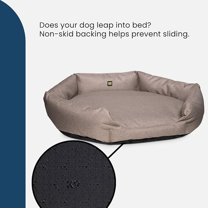 K9 Ballistics Tough Ripstop Oval Bolster Dog Bed, Calming Round Den Shape, Scratch Resistant, Machine Washable - Medium, Black Ripstop