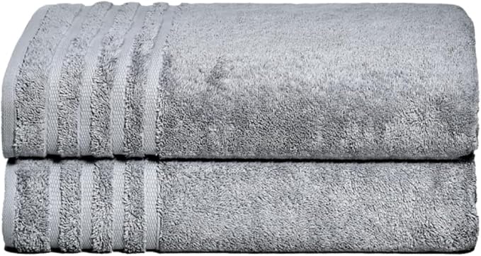 Texmpire Luxury Bath Sheets, 2 Piece Extra Large Bath Sheets (40x65 Inches), Highly Absorbent, Quick Dry, Premium, and Plush Bath Sheets, 100% Organic Turkish Cotton Towels for Bathroom (Grey)