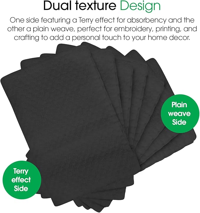 DG Collections Terry Dish Towels, 100% Cotton Kitchen Towels, Set of 8 (15x25 inch) Hand Towels - 400 GSM, Absorbent Terry Cloth Dish Towels for Kitchen, Soft Tea Towels - Grey Color