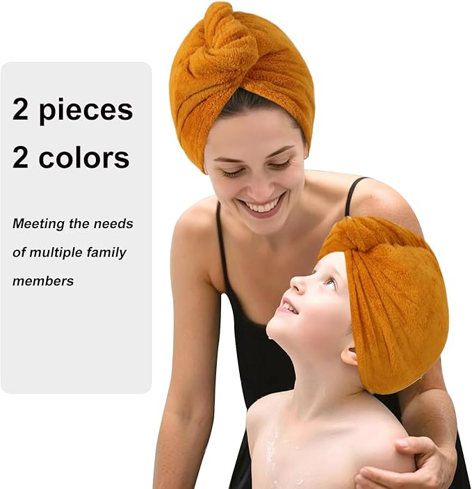 AGKXHDEC Microfiber Towel, Hair Turbans for Wet Hair, Drying Hair Wrap for Women(The Color of The Picture is for Reference only) (Apricot Yellow,Apricot Yellow)