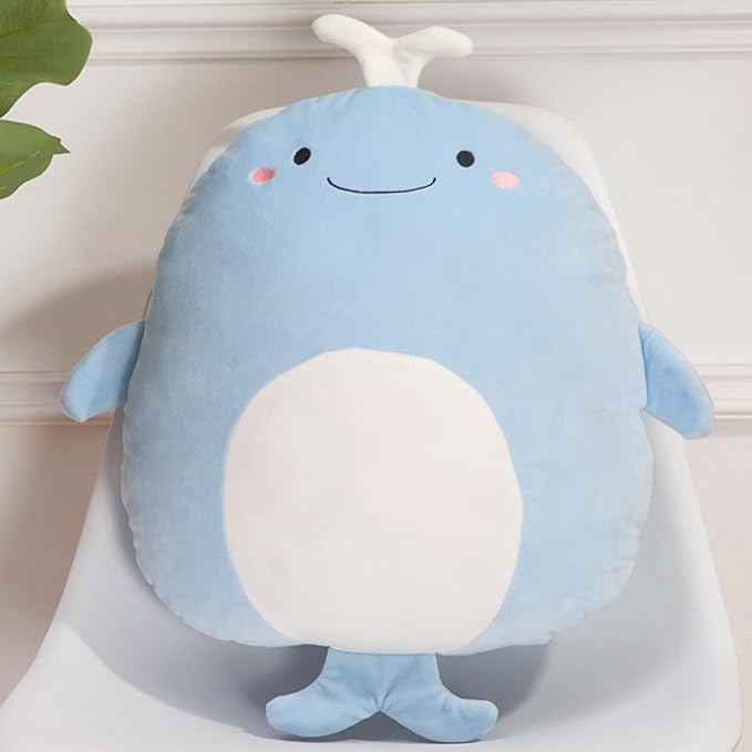 Zielind Whale Plush Hugging Pillow, Cute Whale Stuffed Animal Toy Plushie Animal Pillows Gifts for Birthday, Valentine, Christmas, 16 inch