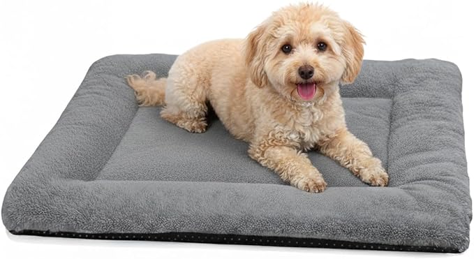 ZENGAOOU Dog Crate Pad Washable, Plush 24 x 18 Inch Anti-Slip Kennel Mat for Small Dogs, Puppies & Cats, Fits Wire or Metal Crates, Dark Grey