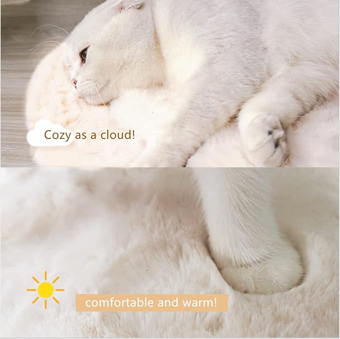 SHENGOCASE 2-Pack 18" Round Faux Rabbit Fur Cat Dog Bed Cushion Pad Mat, Cat Tree Tower Replacement Cushion Pad for Window Perch, Carrier House Cage Crate Kennel Furniture