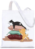 GICDSU Black Cat Cotton Canvas Tote Bag with Zipper, Reusable Grocery Bags, Beach Foldable Tote Bag for Women, Funny Totebag with Inner Pocket for Shopping Travel Gym Work