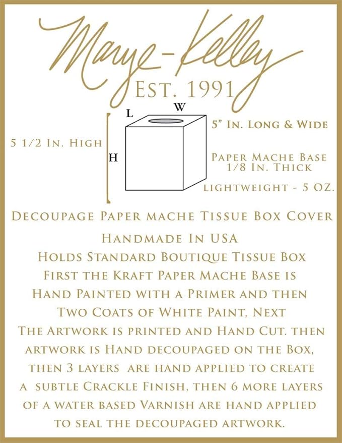 Marye-Kelley Tan Antelope Tissue Box Cover Neutral Decorative Accent Bathroom Décor, Beige