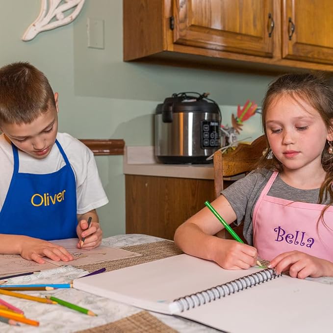 Made in USA Personalized Embroidered Premium Child Apron for Kids Girls Boys Fun Kitchen Chef Gift