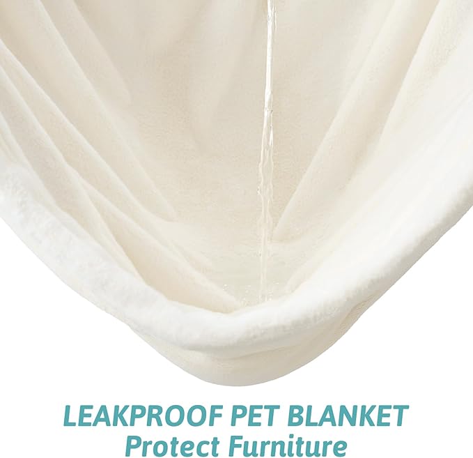 COZY KISS Faux Fur Throw Blanket Twin, Ultra Soft Waterproof Pet Blanket, Cozy Warm Plush Blanket for Bed Sofa Bedroom Living Room, Liquid Pee Proof for Large Dog or Cat, 60x80 inch, Beige