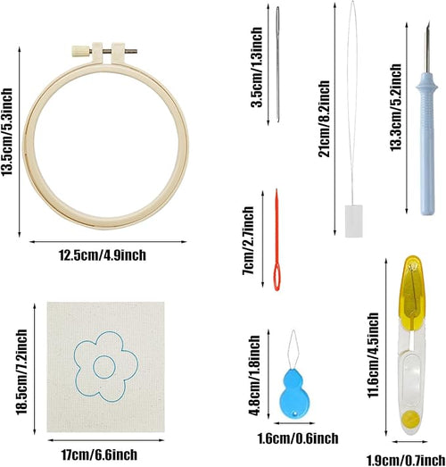 Allazone Punch Needle Coasters Kit, 6 PCS Flower Embroidery Punch Needle Kits, Punch Embroidery Kit with Felt Yarns Hoop Tools for DIY Crafts