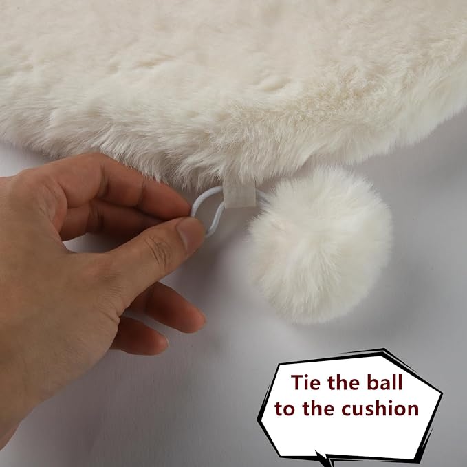 SHENGOCASE Round 23.6" Faux Rabbit Fur Cat Dog Bed Cushion Pad Mat, Cat Tree Tower Replacement Cushion Pad for Window Perch Carrier House Cage Crate Kennel Furniture