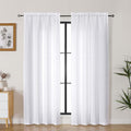 Lecloud Bessie White Curtains 78 Inches Long 2 Pcs, Light Filtering Faux Linen Textured Living Room Curtains for Bedroom, Rod Pockets Modern Farmhouse Decor Privacy Drapes, Each 40" W x 78" L