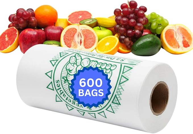 ASSUREPAK Clear Produce Bags Roll - 600 Bags - 12"x20" – HDPE - (11 Microns) – Plastic for Grocery, Reusable Produce, Small Business, Plastic Bag, Food Bag, Storage Use, Natural Color