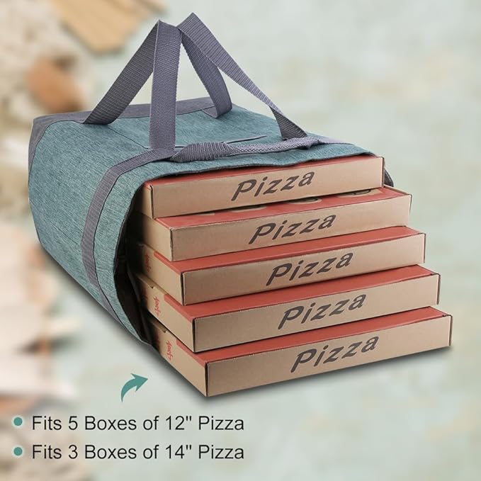 mosago Soft Insulated Cooler Bag for Travel/Beach/Picnic, Waterproof Reusable Grocery Tote Bags for Women/Men, Pizza/Food Delivery Bags to Keep Food Hot/Cold for Commercial Food Transport, Green
