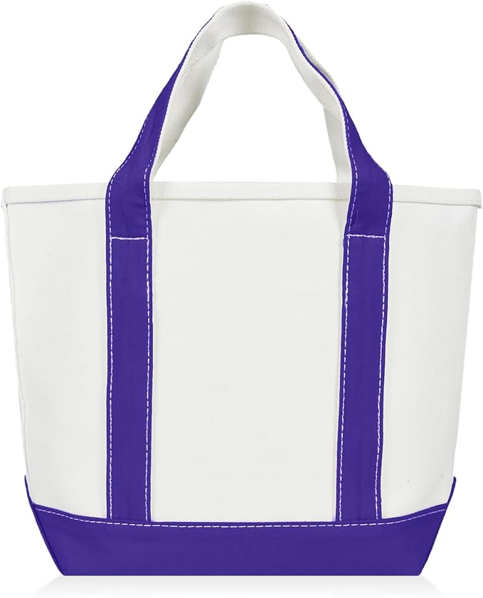 DALIX 14" Mini Small Cotton Canvas Party Favor Wedding Gift Tote Bag in Purple