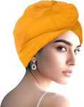 AGKXHDEC 1 Pack Double Layer Microfiber Towel, Hair Turbans for Wet Hair, Drying Hair Wrap for Women (Apricot Yellow)